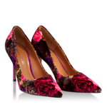 Pantofi dama bordo floreal 4333 catifea