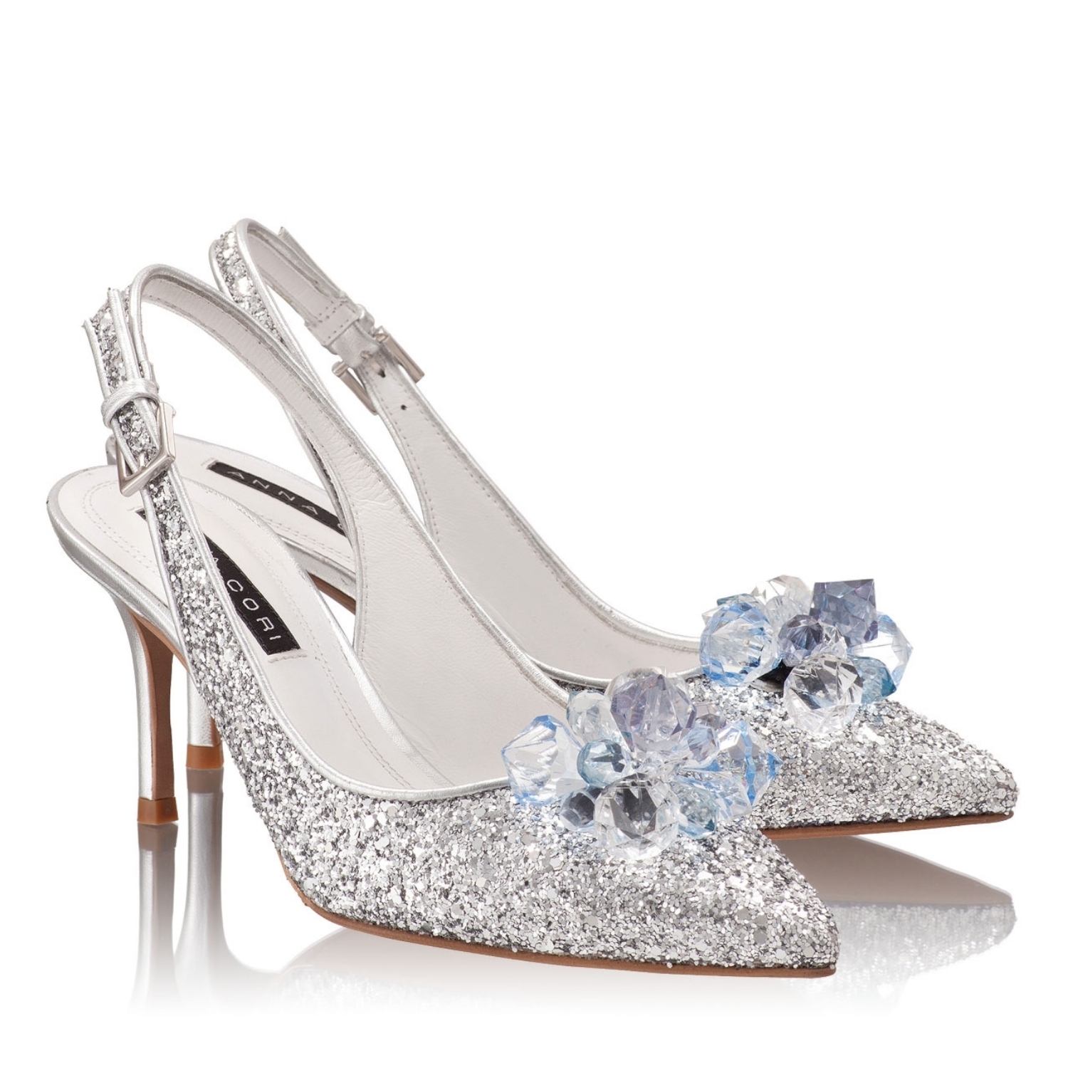 Imagine Pantofi Decupati Dama 4591 Gliter Argento