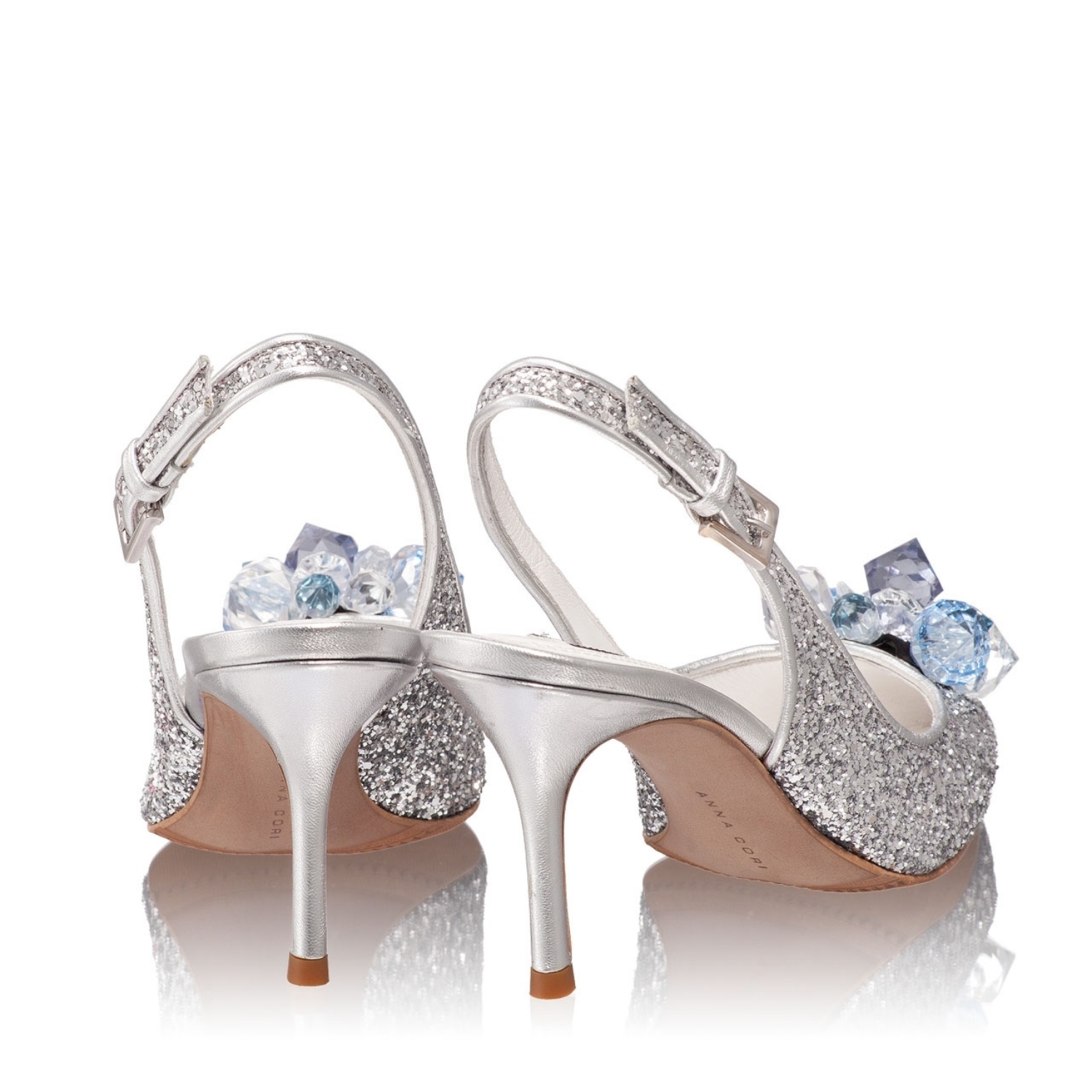 Imagine Pantofi Decupati Dama 4591 Gliter Argento