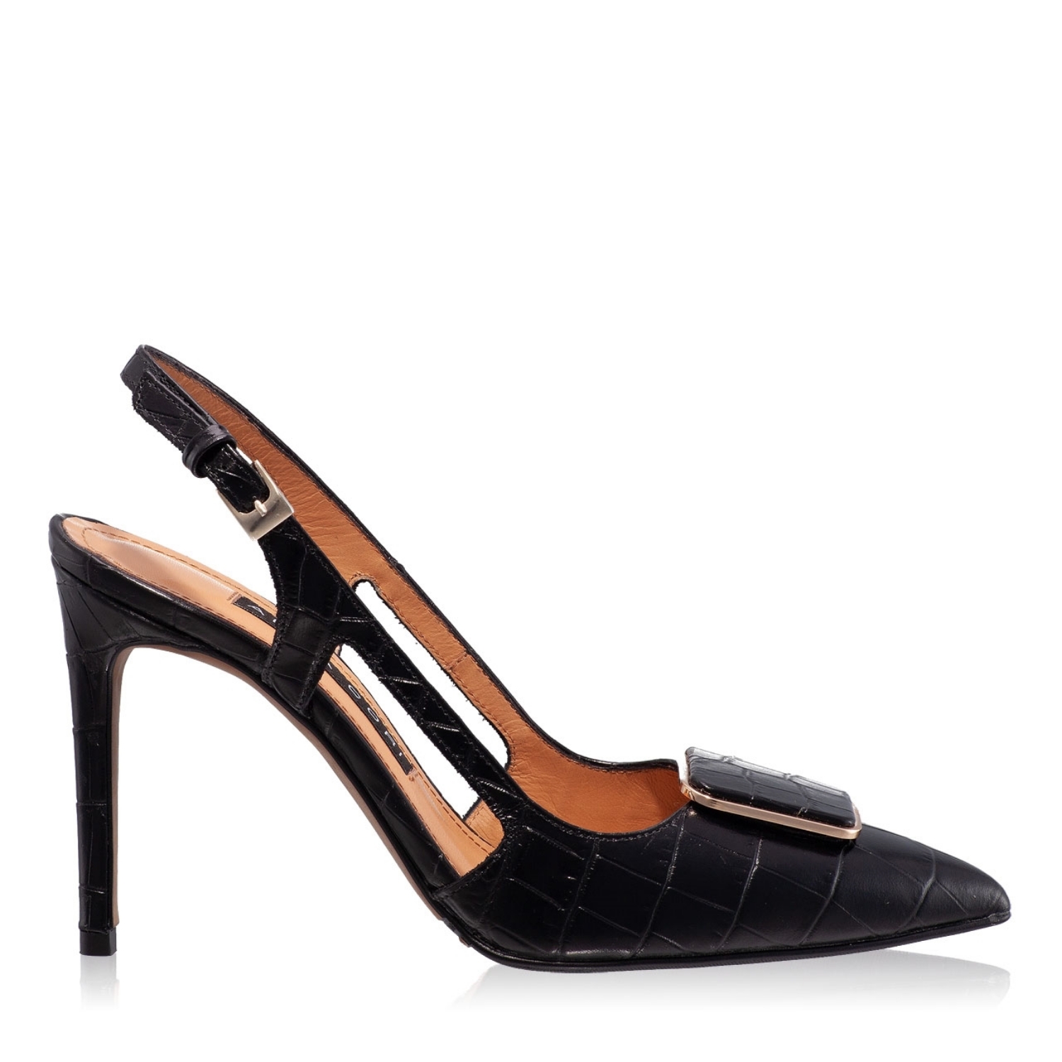 Pantofi Decupati Dama 5509 Croco Negru