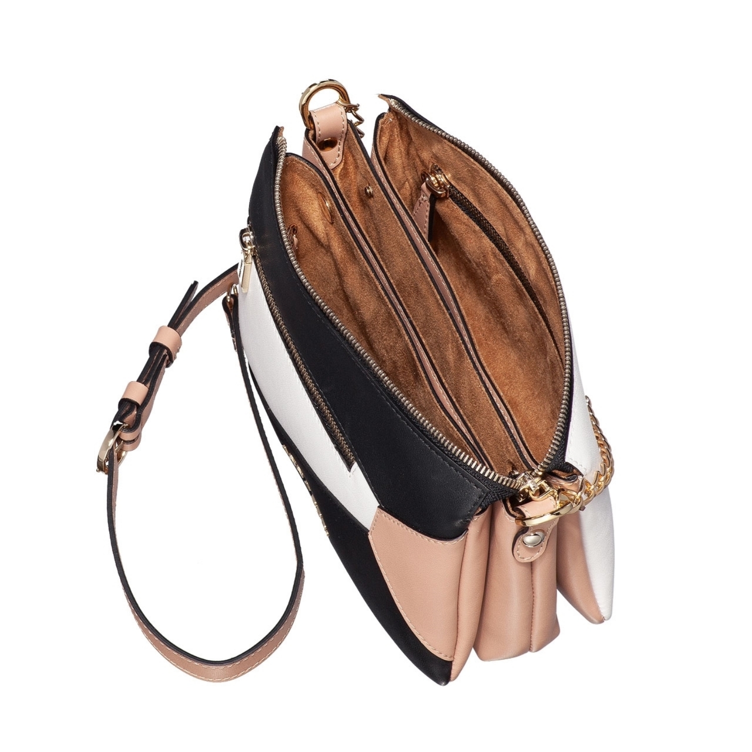 Imagine Geanta de umar PETRA Vit Negru+Alb+Nude