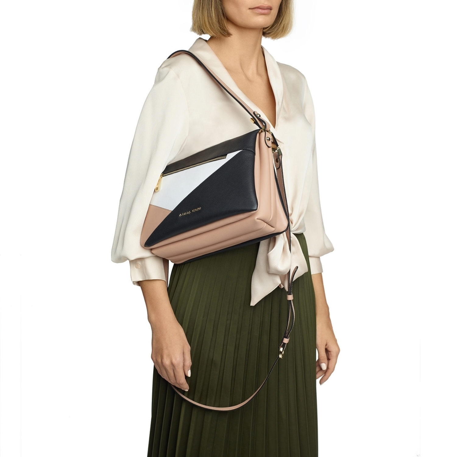 Imagine Geanta de umar PRYA Vit Negru+Alb+Nude