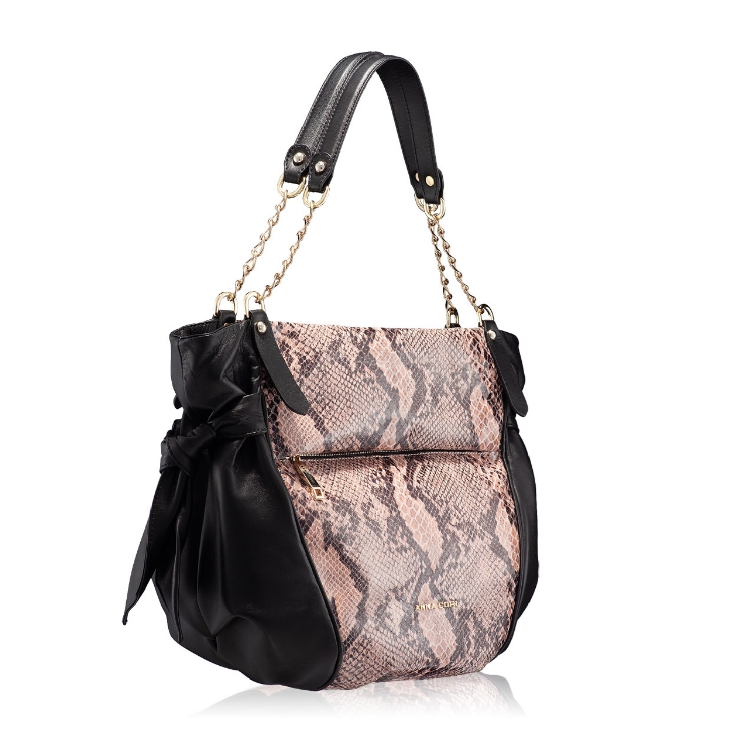 Imagine Geanta de Umar CLARISSA Nappa Negru+Pit Carne