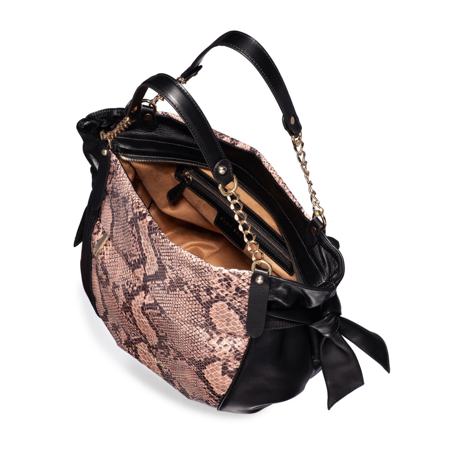 Imagine Geanta de Umar CLARISSA Nappa Negru+Pit Carne