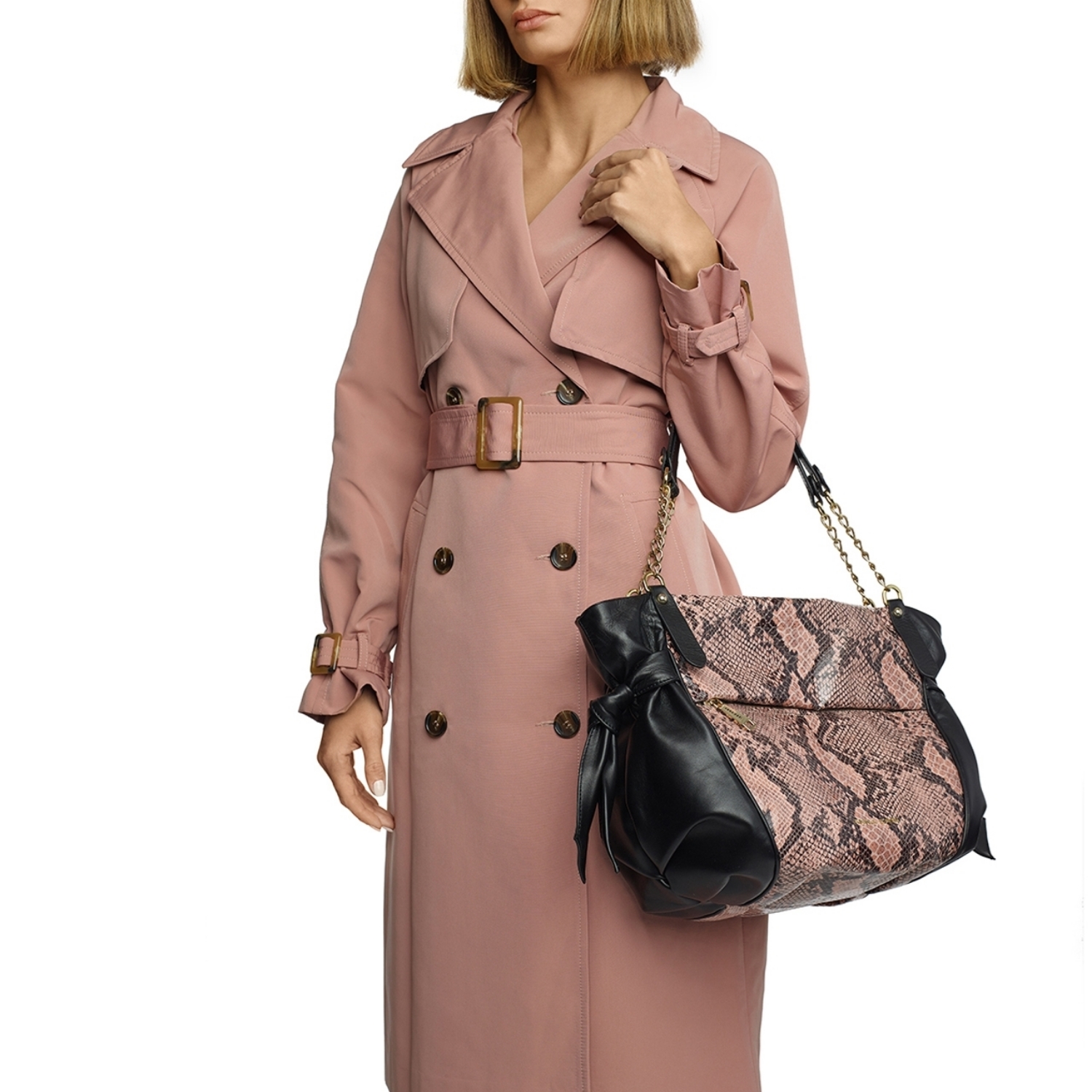 Imagine Geanta de Umar CLARISSA Nappa Negru+Pit Carne