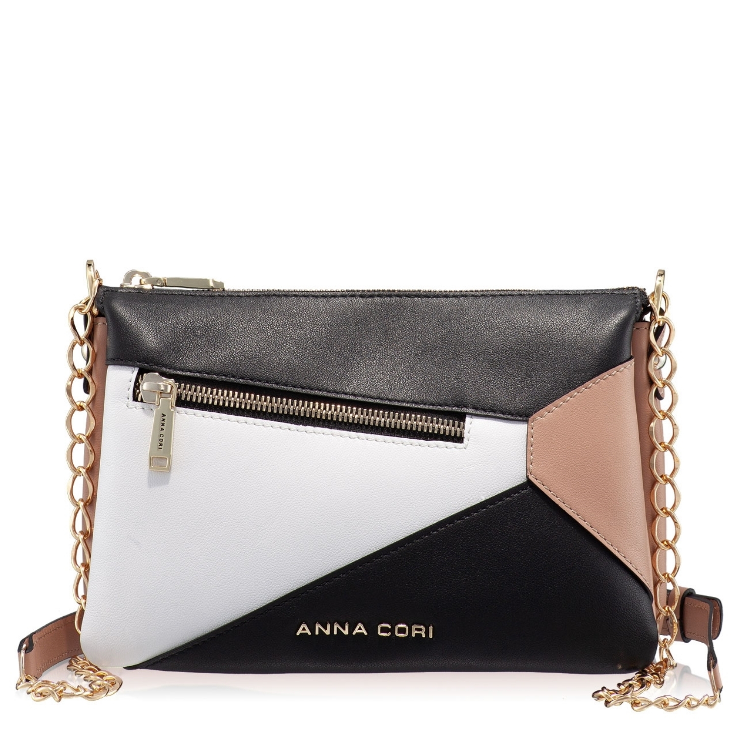 Imagine Geanta de umar PETRA Vit Negru+Alb+Nude