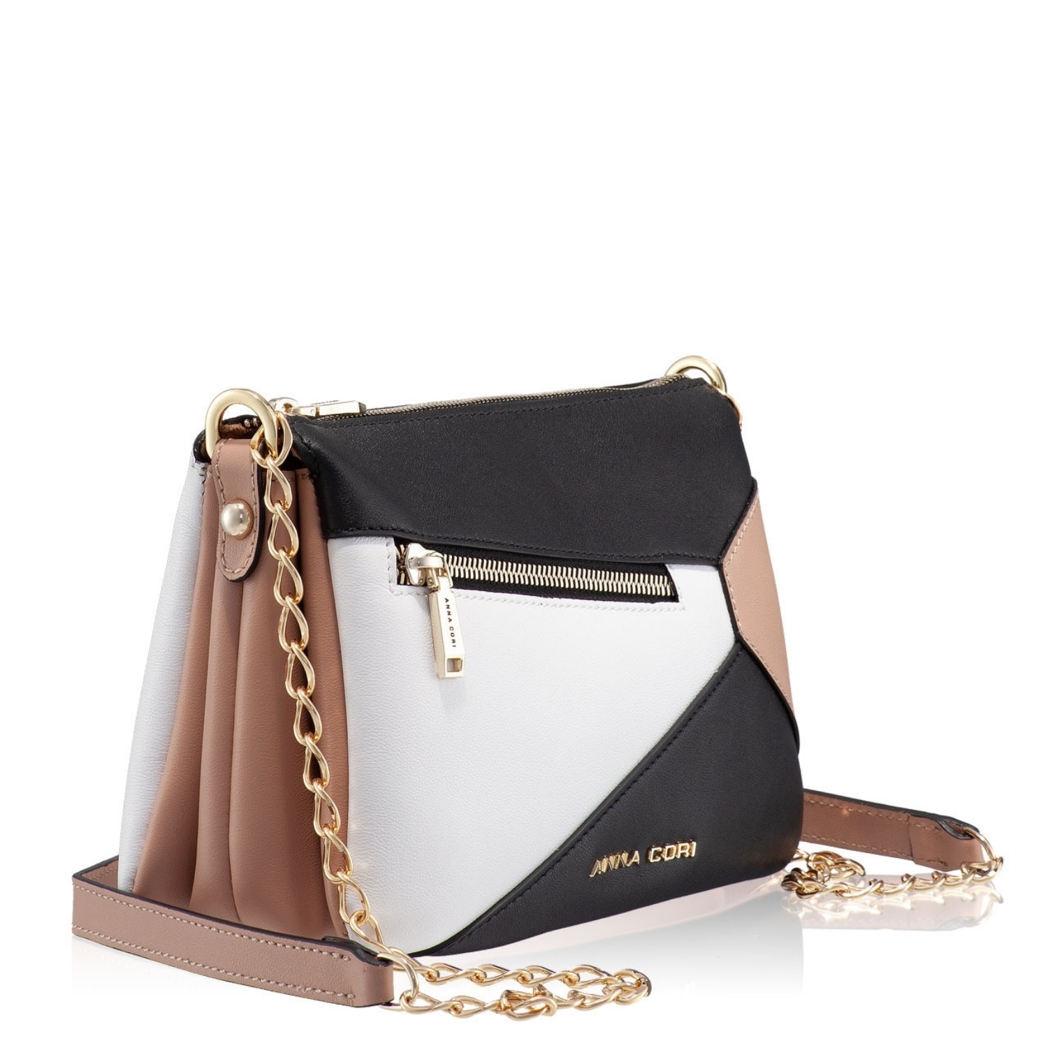 Imagine Geanta de umar PETRA Vit Negru+Alb+Nude