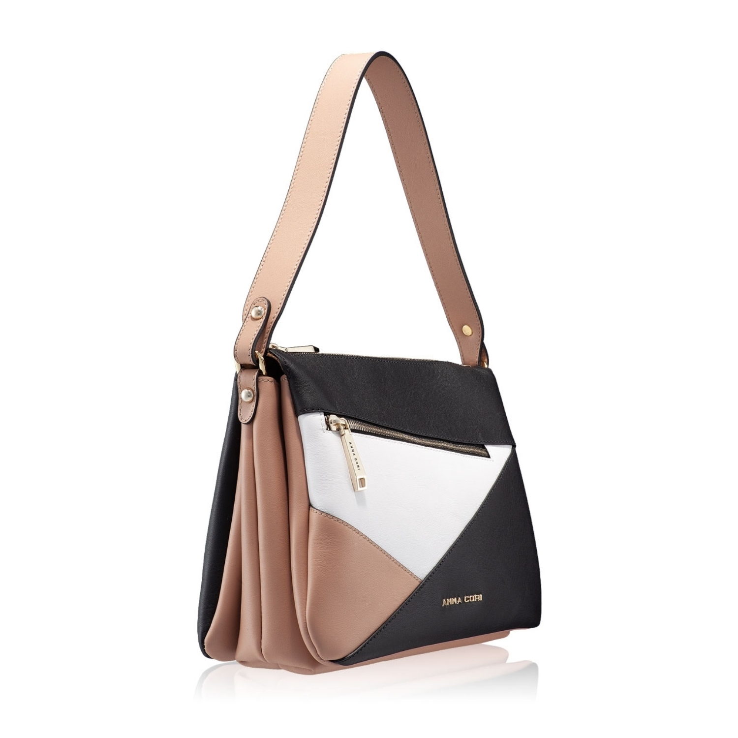 Imagine Geanta de umar PRYA Vit Negru+Alb+Nude