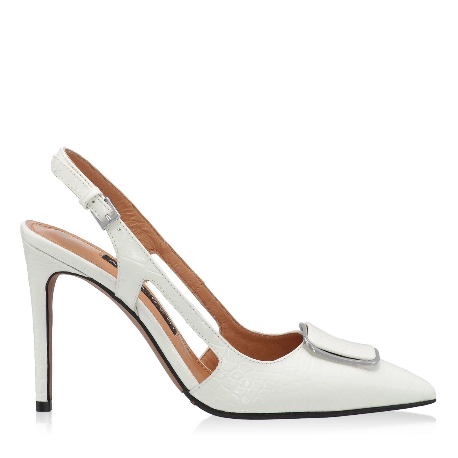 Pantofi Decupati Dama 5509 Croco Alb