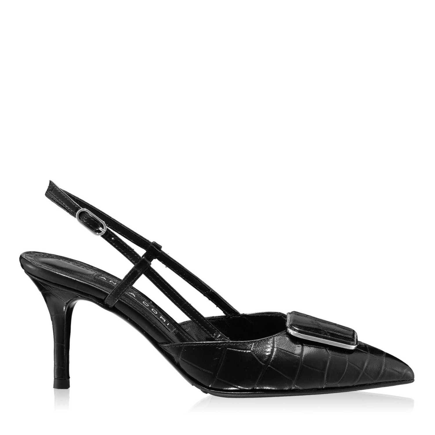 Pantofi Decupati 5843 Croco Negru