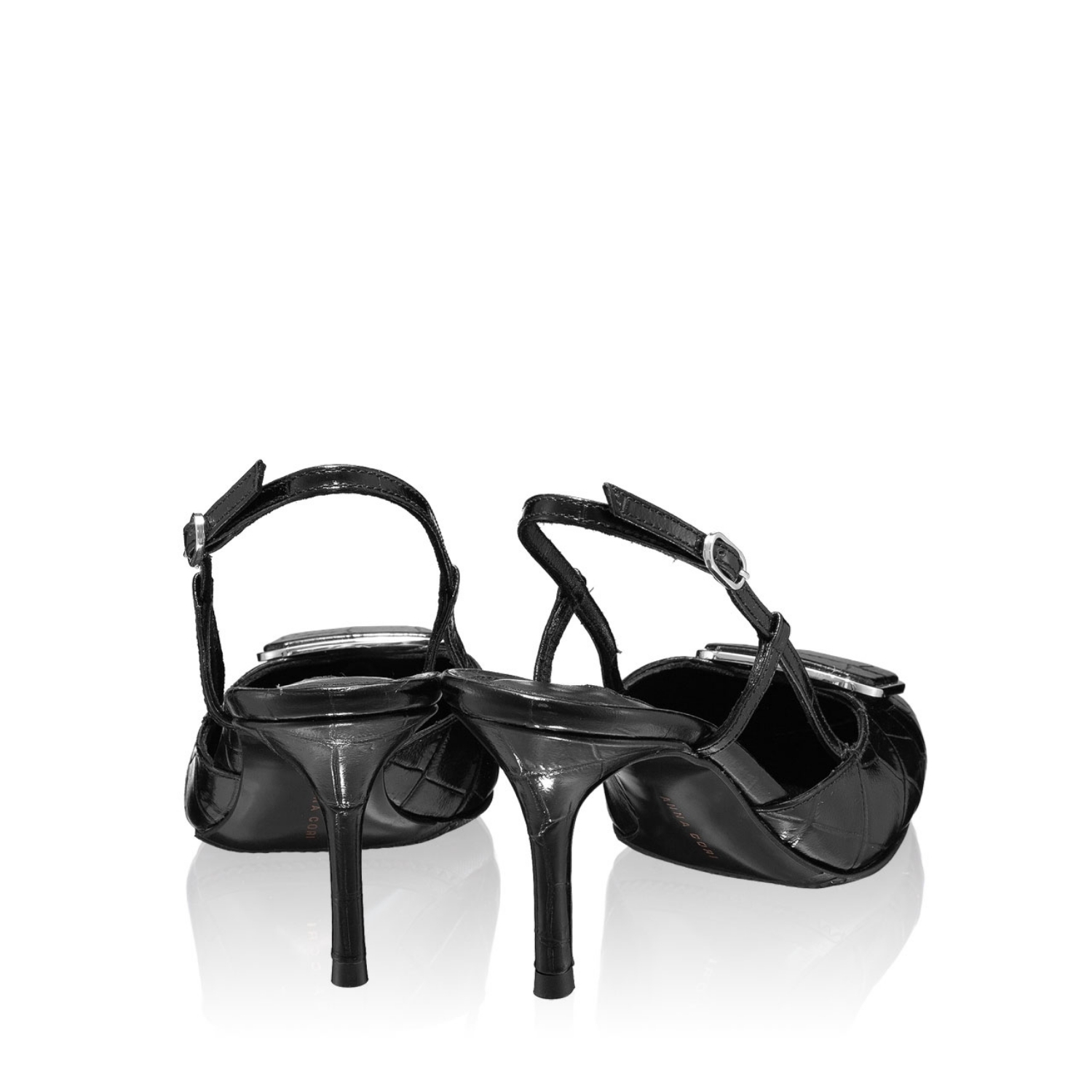 Imagine Pantofi Decupati 5843 Croco Negru