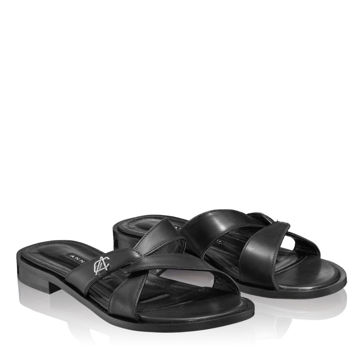 Imagine Papuci din piele Dama 5836 Vitello Negru