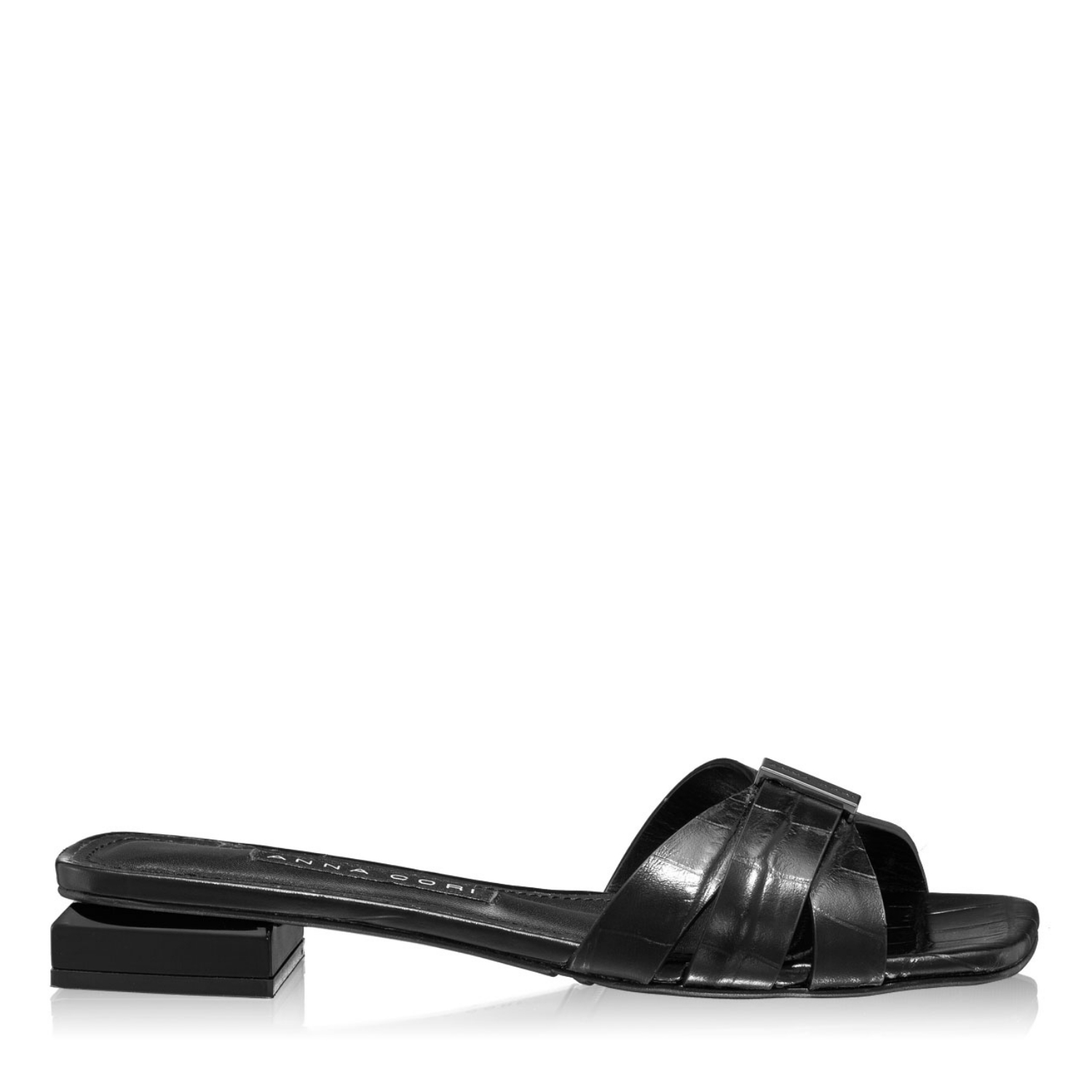 Imagine Papuci din piele Dama 6011 Croco Negru