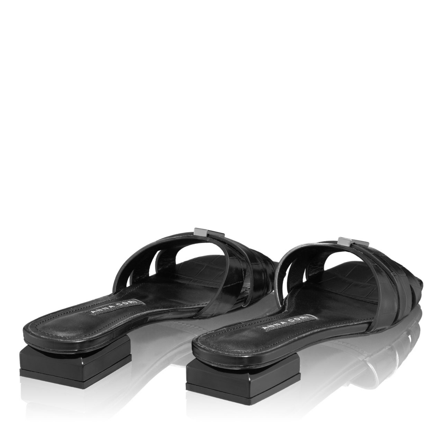 Imagine Papuci din piele Dama 6011 Croco Negru