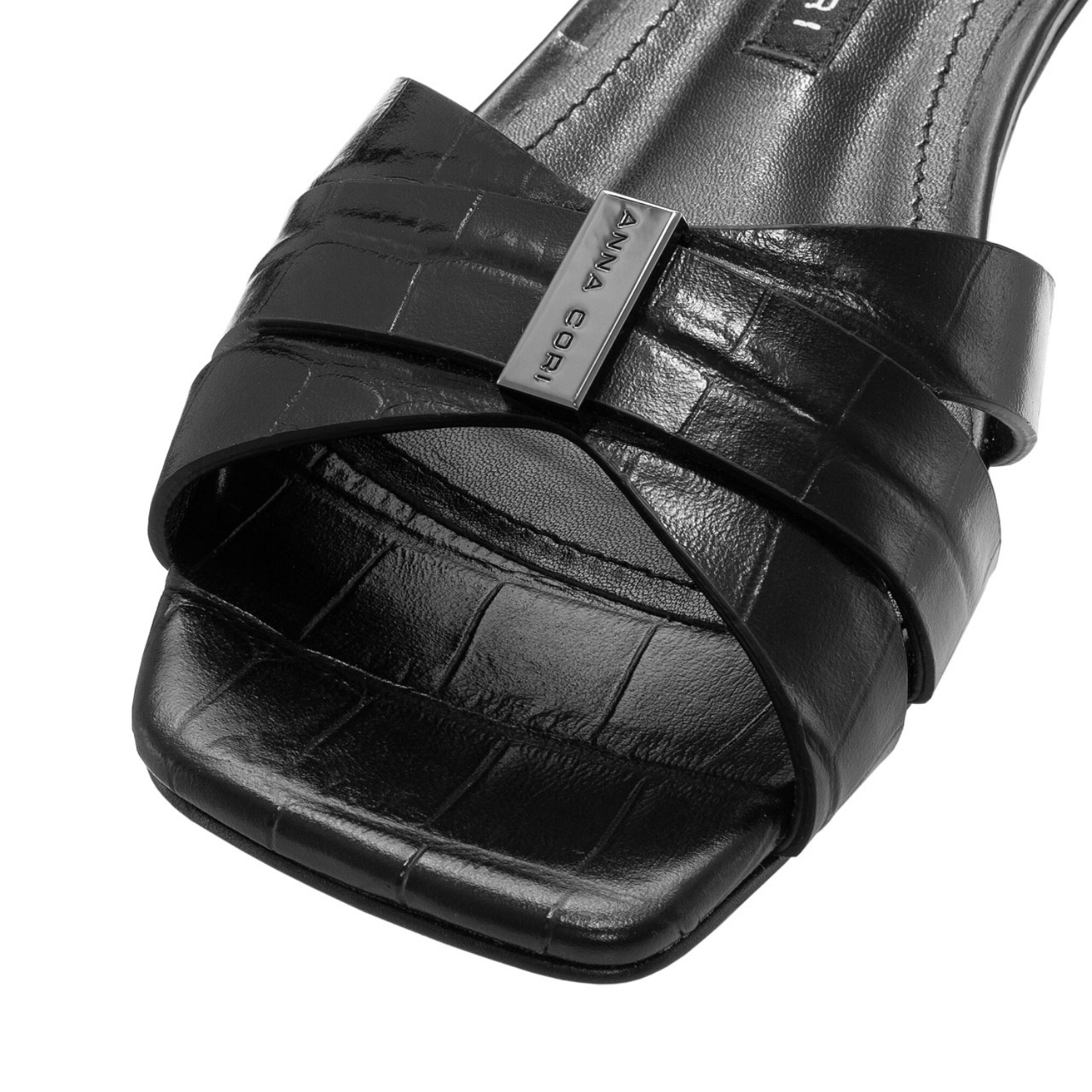 Imagine Papuci din piele Dama 6011 Croco Negru