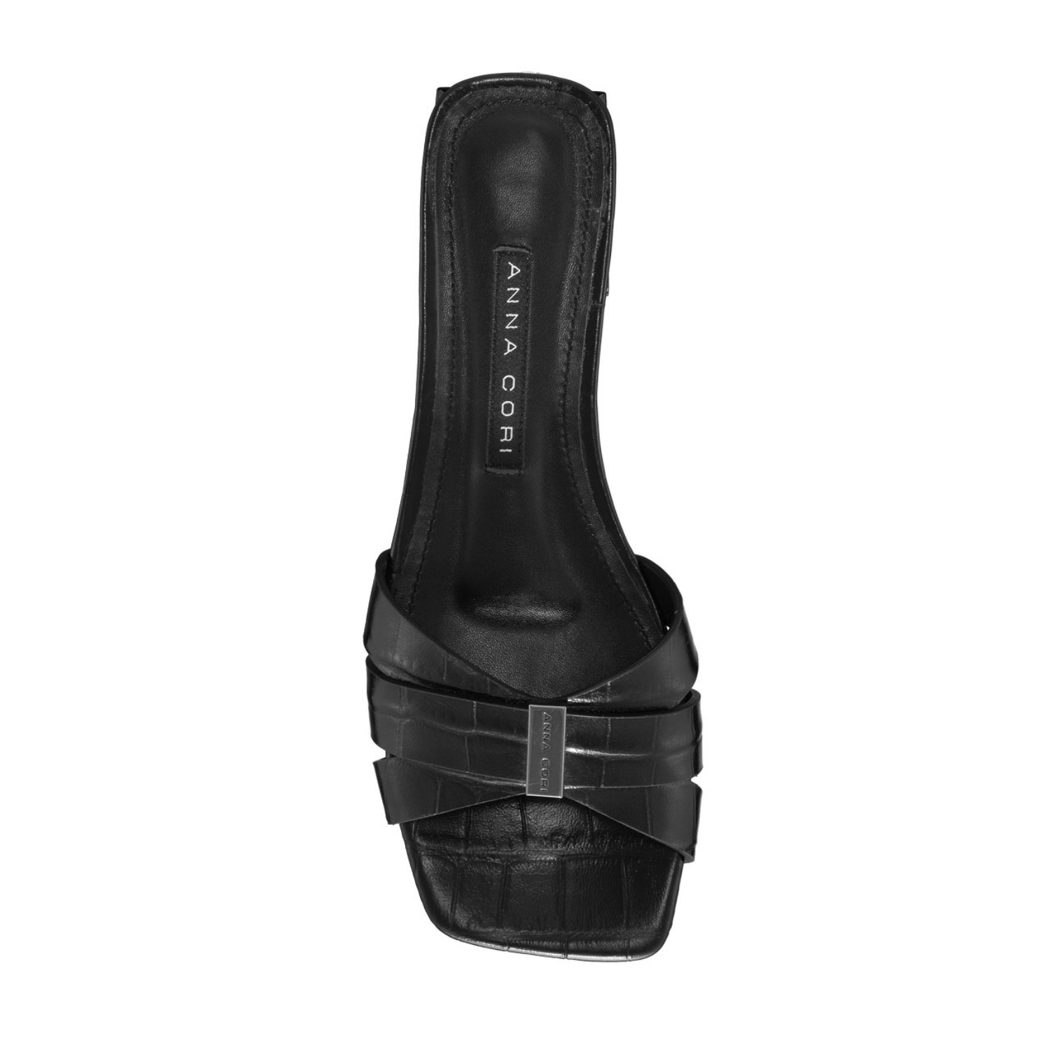 Imagine Papuci din piele Dama 6011 Croco Negru