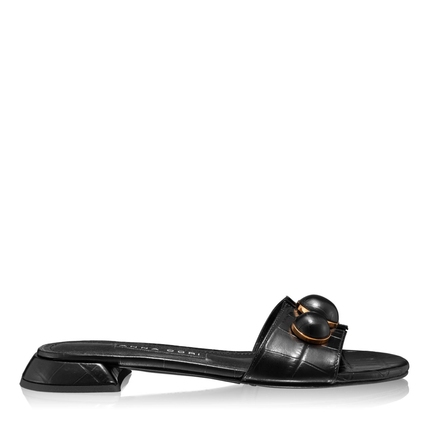 Imagine Papuci din piele Dama 6013 Croco Negru