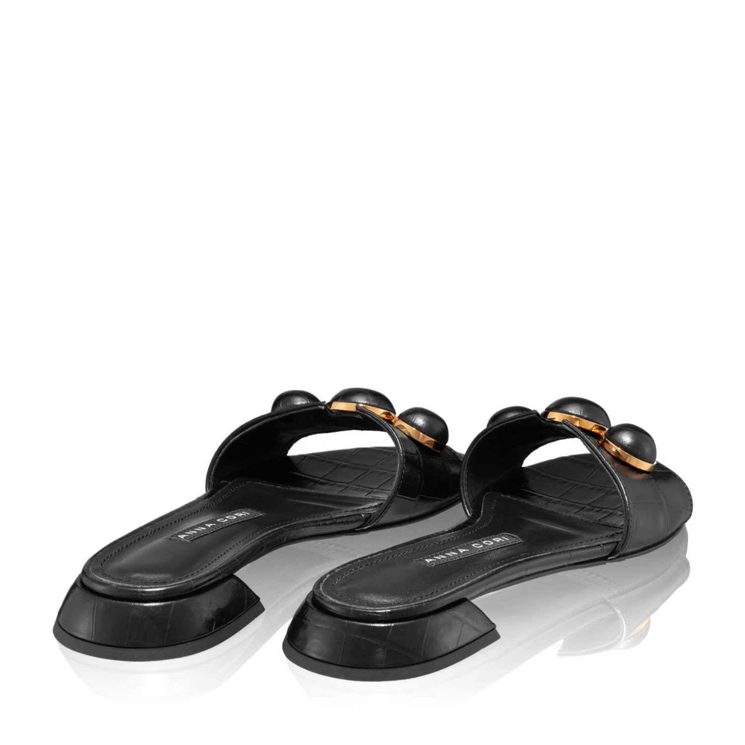 Imagine Papuci din piele Dama 6013 Croco Negru