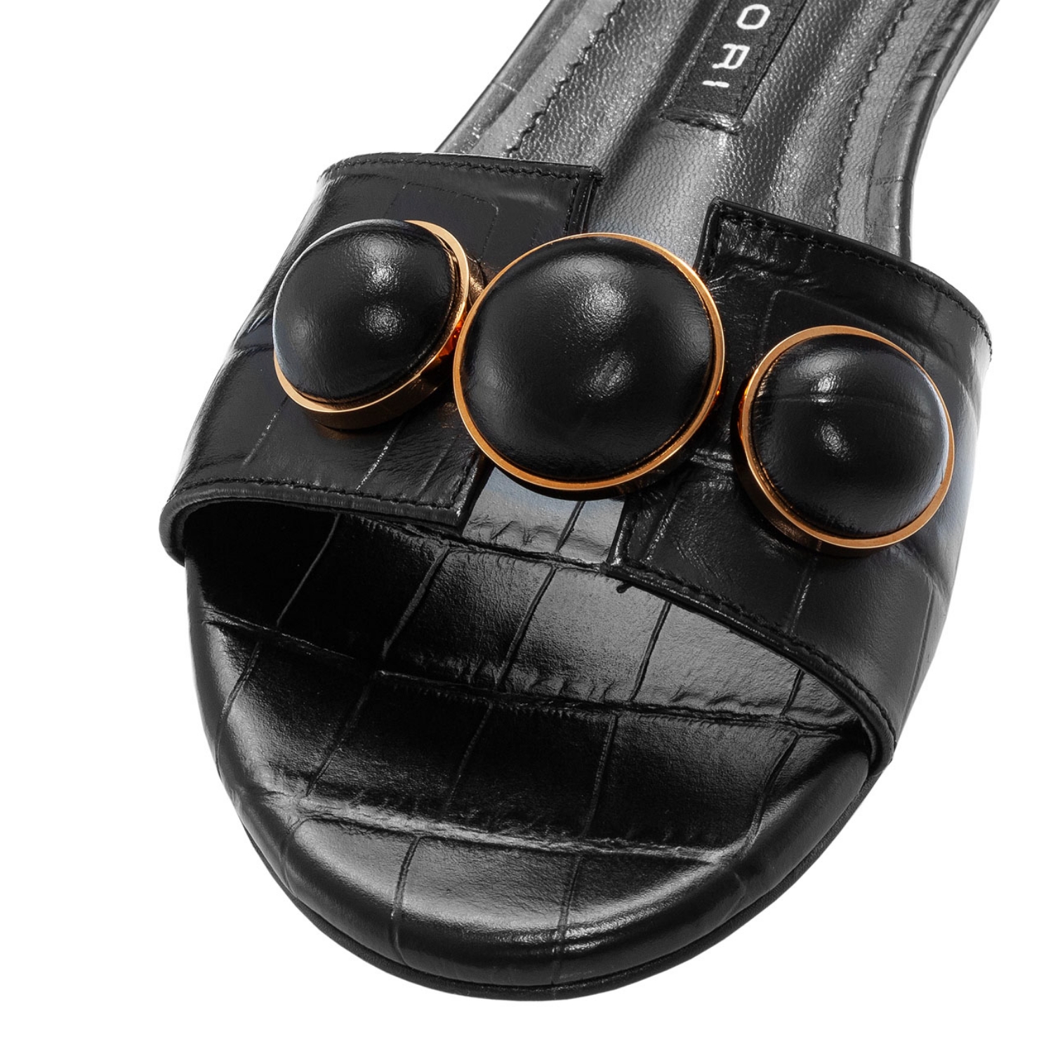 Imagine Papuci din piele Dama 6013 Croco Negru