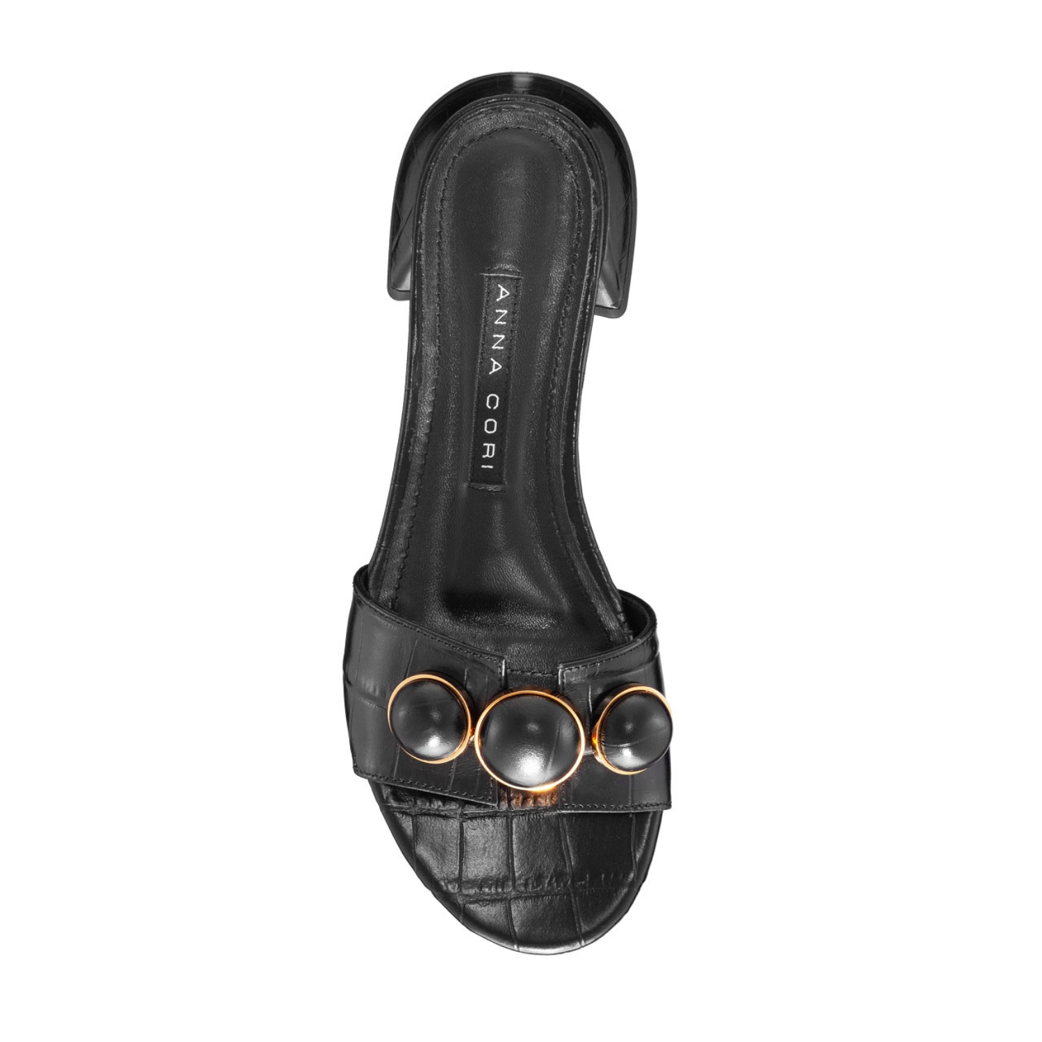 Imagine Papuci din piele Dama 6013 Croco Negru