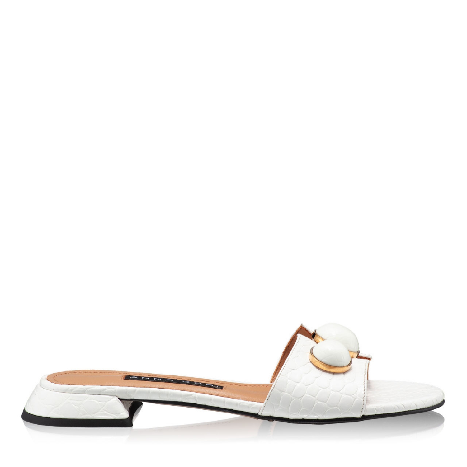 Imagine Papuci din piele Dama 6013 Croco Alb