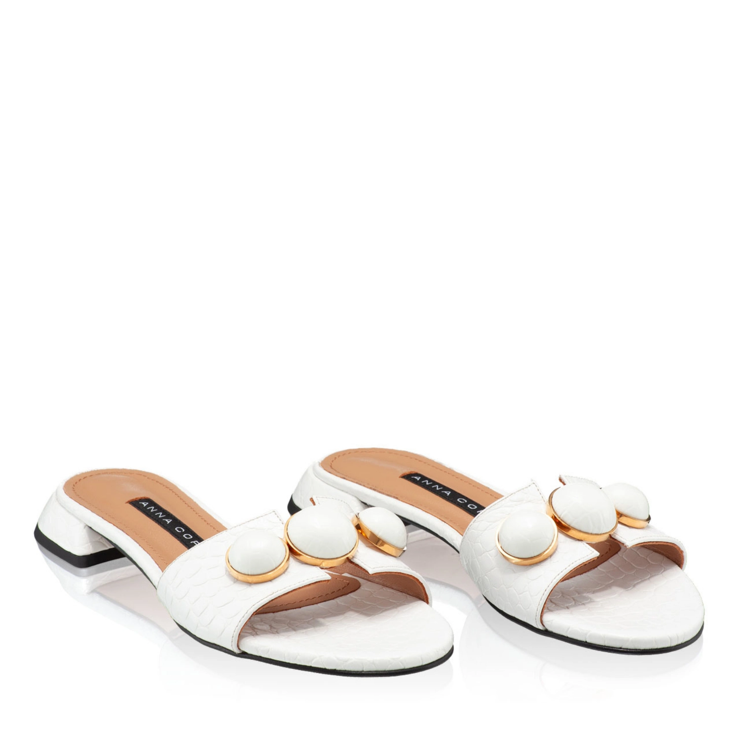 Imagine Papuci din piele Dama 6013 Croco Alb