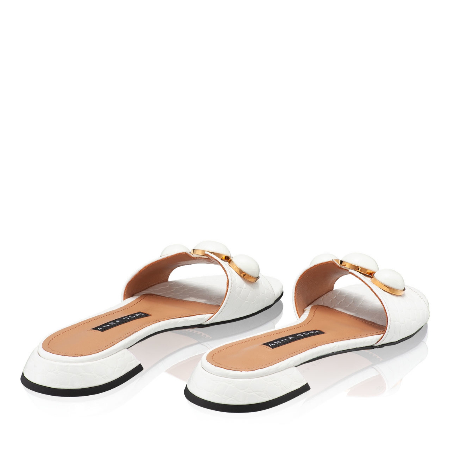 Imagine Papuci din piele Dama 6013 Croco Alb