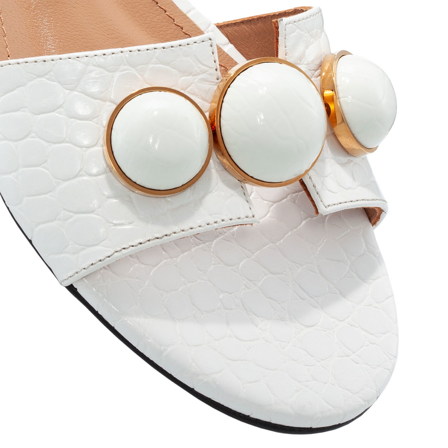 Imagine Papuci din piele Dama 6013 Croco Alb