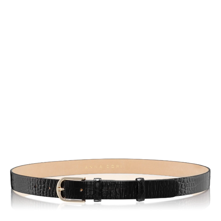 Show details for Women Leather Belt 59 CROCO BLACK Picture of Women Leather Belt 59 CROCO BLACK