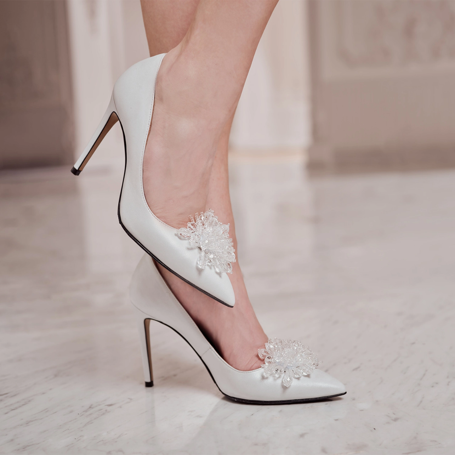 Imagine Pantofi Eleganti Dama 5623 Vitello Alb Perlat