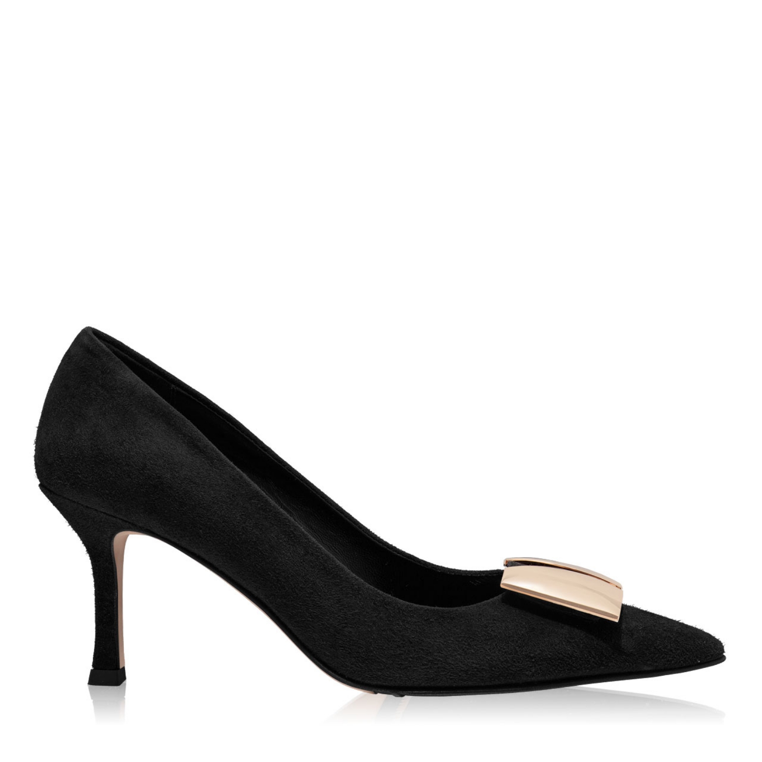 Picture of Mid-heel Pointed Toe Pumps 6149 Camoscio Black