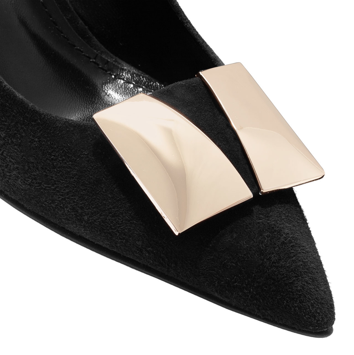 Picture of Mid-heel Pointed Toe Pumps 6149 Camoscio Black