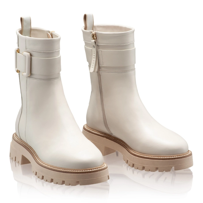 Women's genuine Leather Ankle-Boots 8163 Vitello Panna