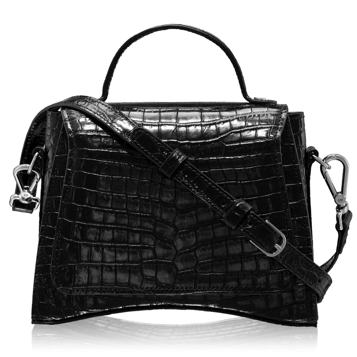 Imagine Geanta dama de Mana CERISE 01 CROCO NEGRU