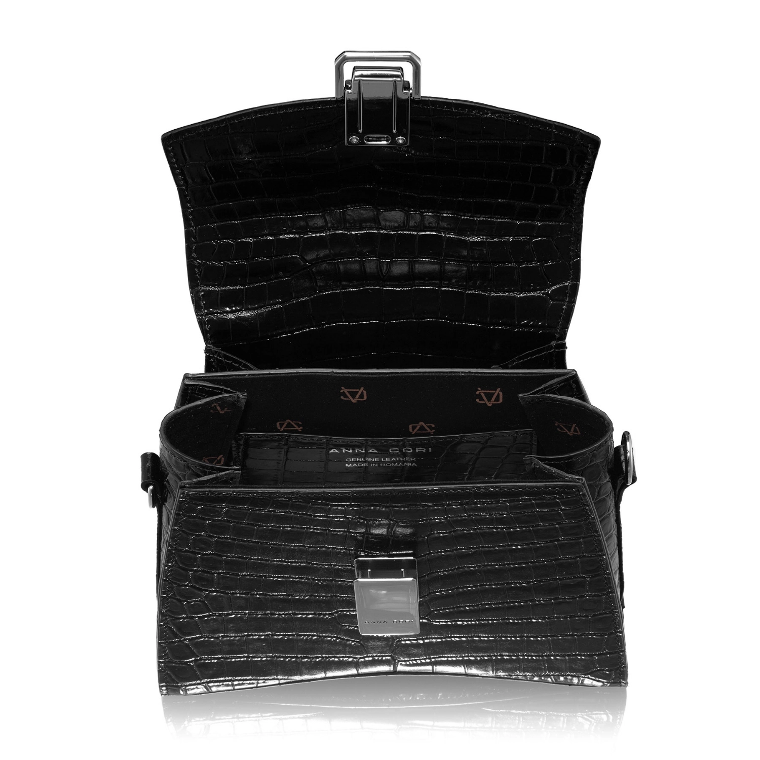 Imagine Geanta dama de Mana CERISE 01 CROCO NEGRU