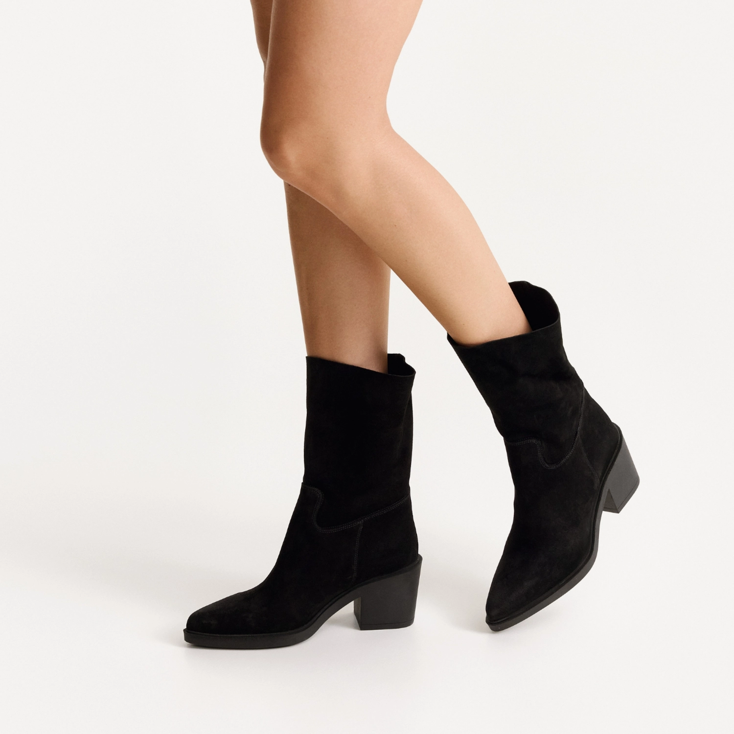 Picture of Women Suede Leather Boots 7950 Crosta Black