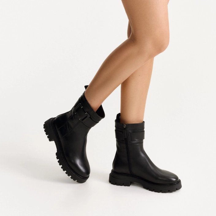 Women's Genuine Leather Ankle-Boots 8163 Vitello Black