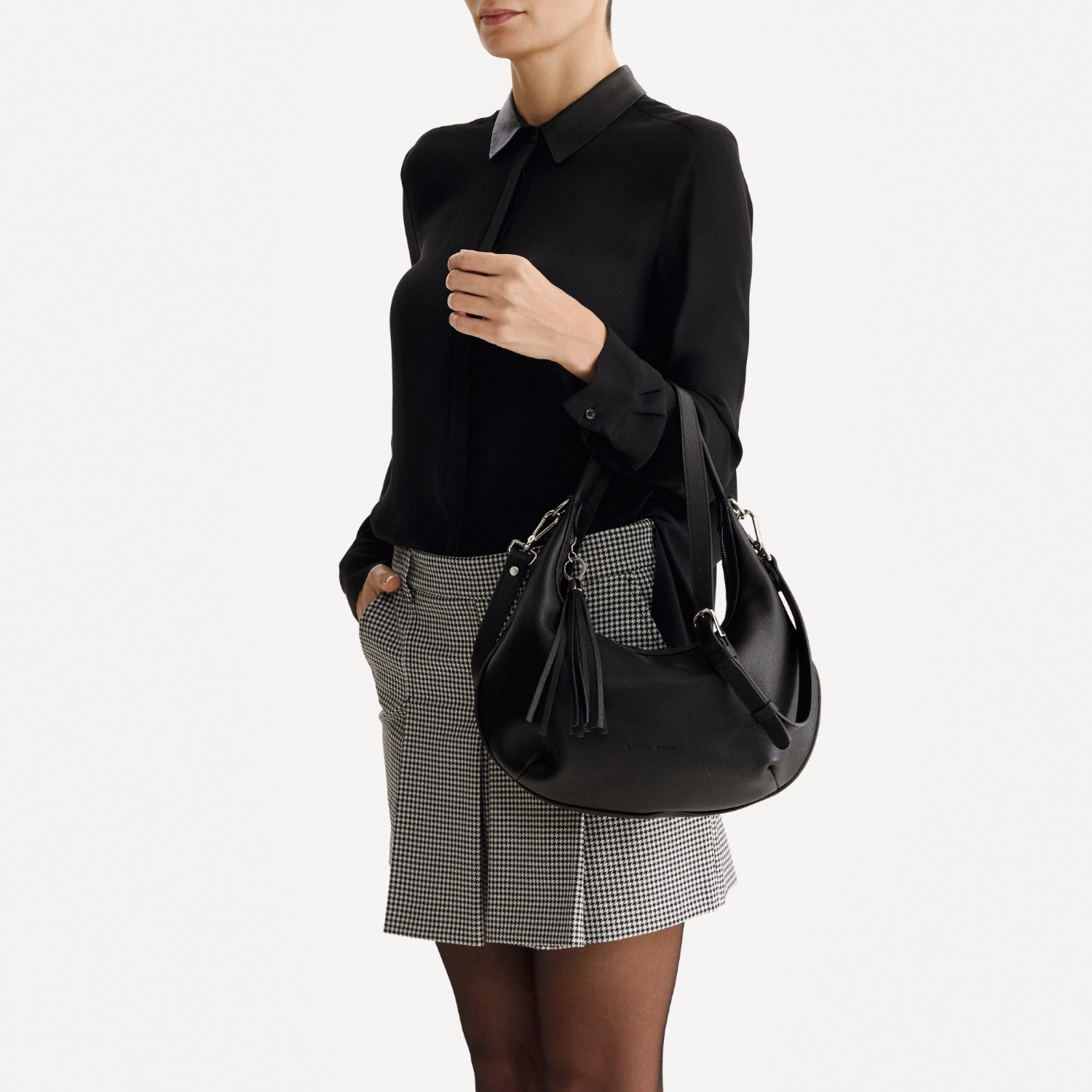 Picture of Women Leather Hand Bag NORY 01 BOTTALATO BLACK