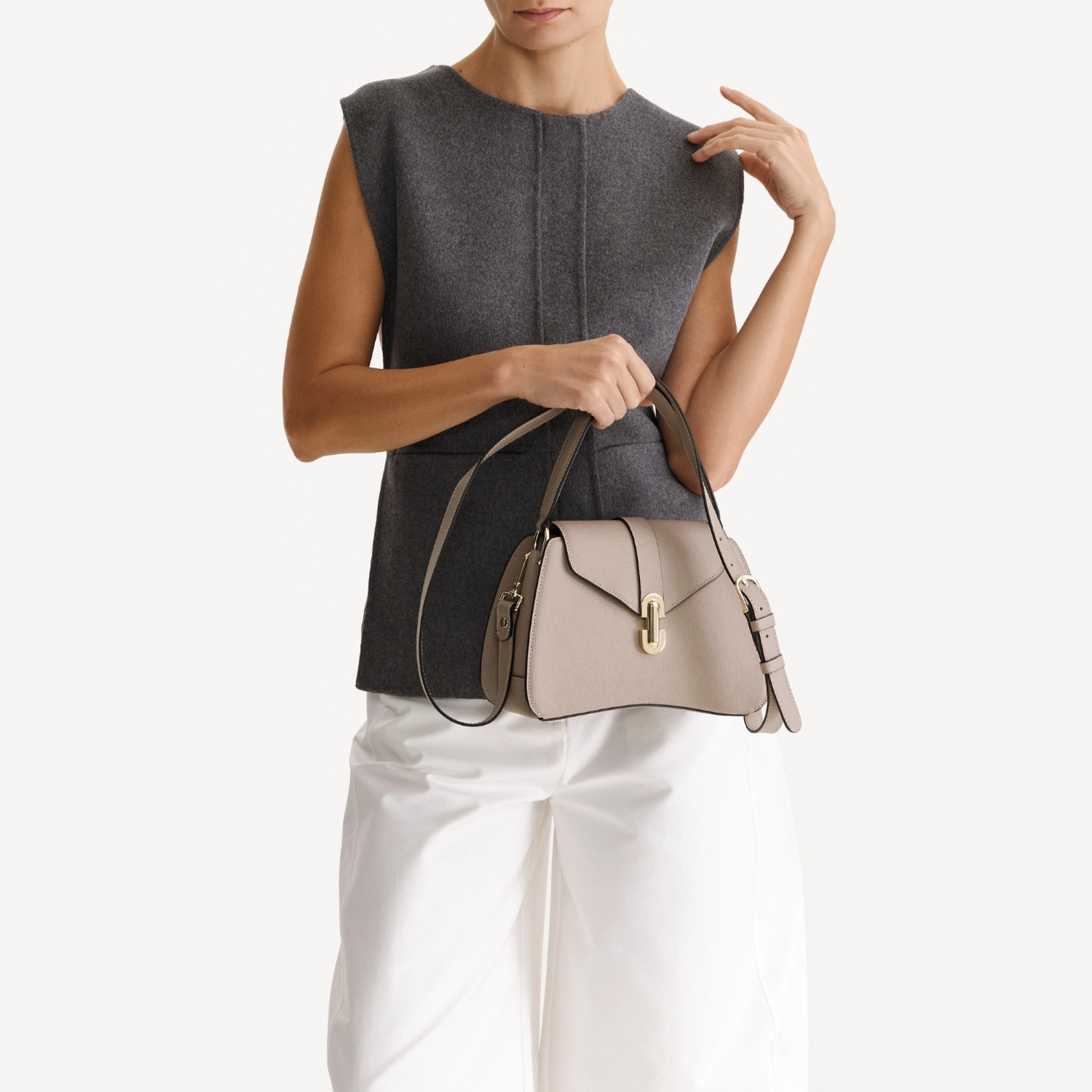 Picture of Women Leather Handbag ANERA 02 VIT STAMP TAUPE