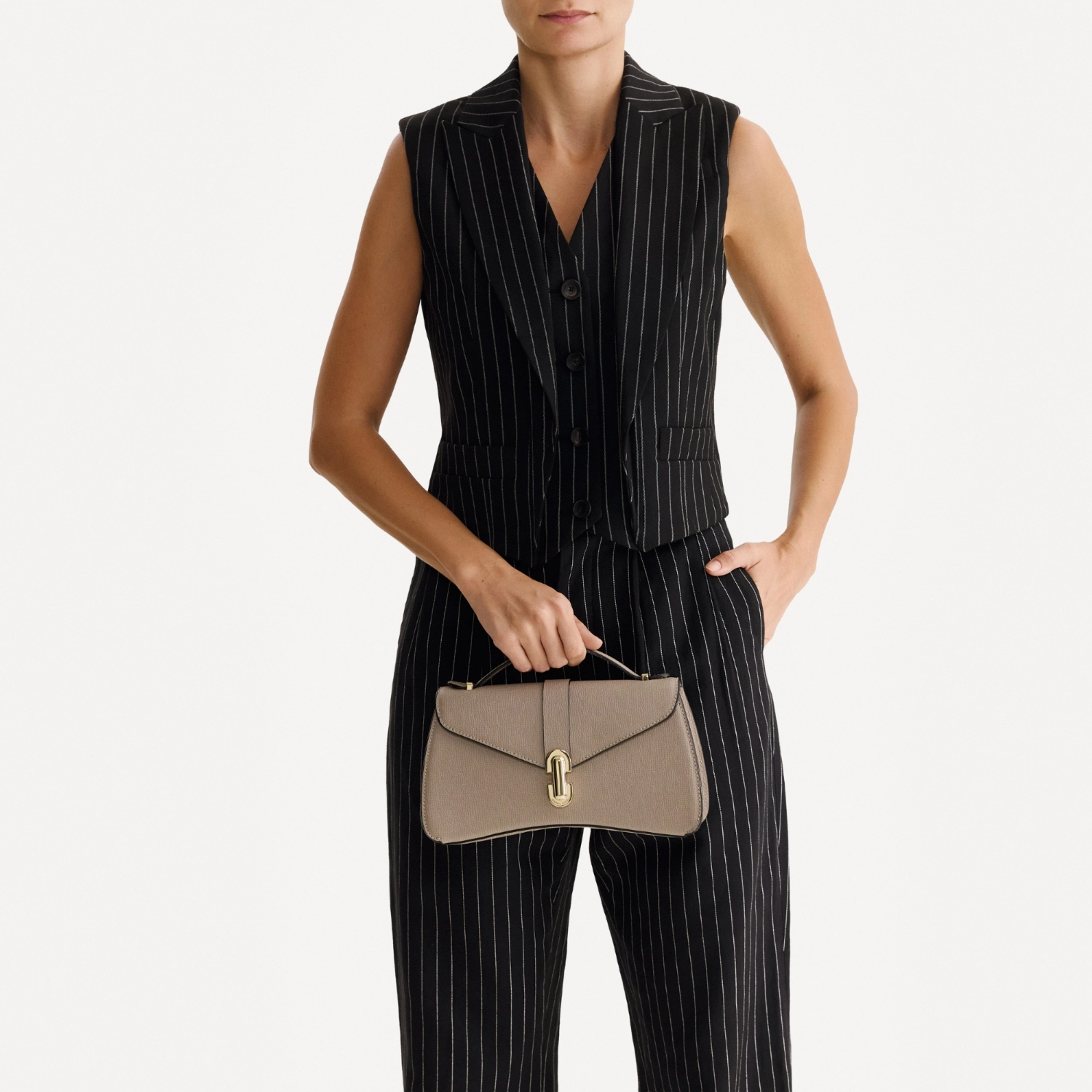 Imagine Geanta dama de umar ANERA 03 VIT STAMP TAUPE