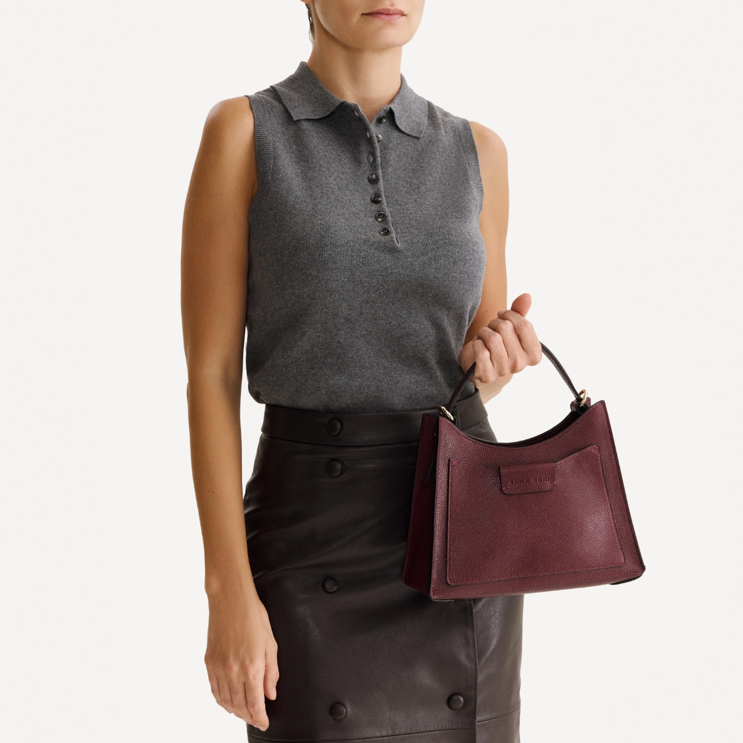 Picture of Women Leather Hand Bag HELEN 02 BOTTALATO BORDO