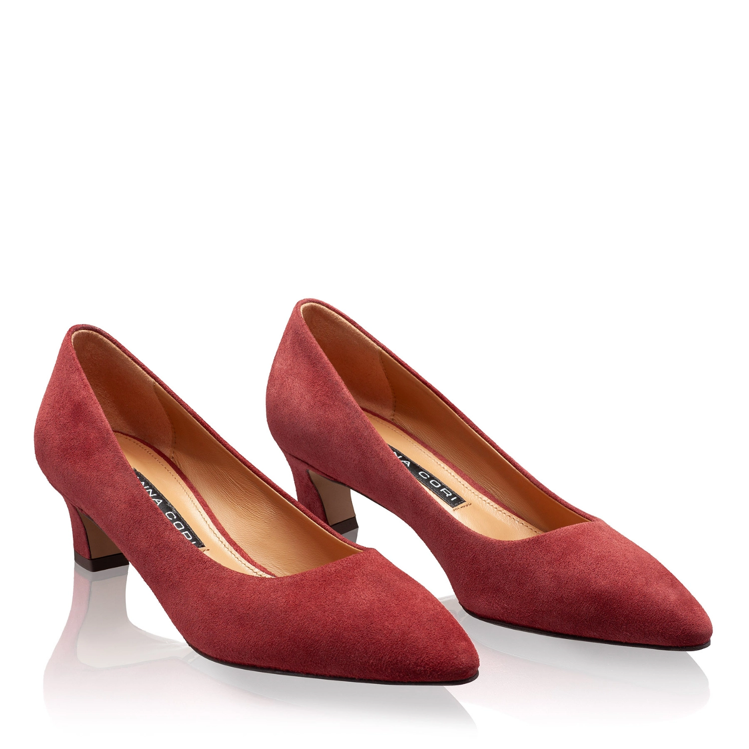 Picture of Mid-heel Pointed Toe Pumps 8218 Camoscio Bordo