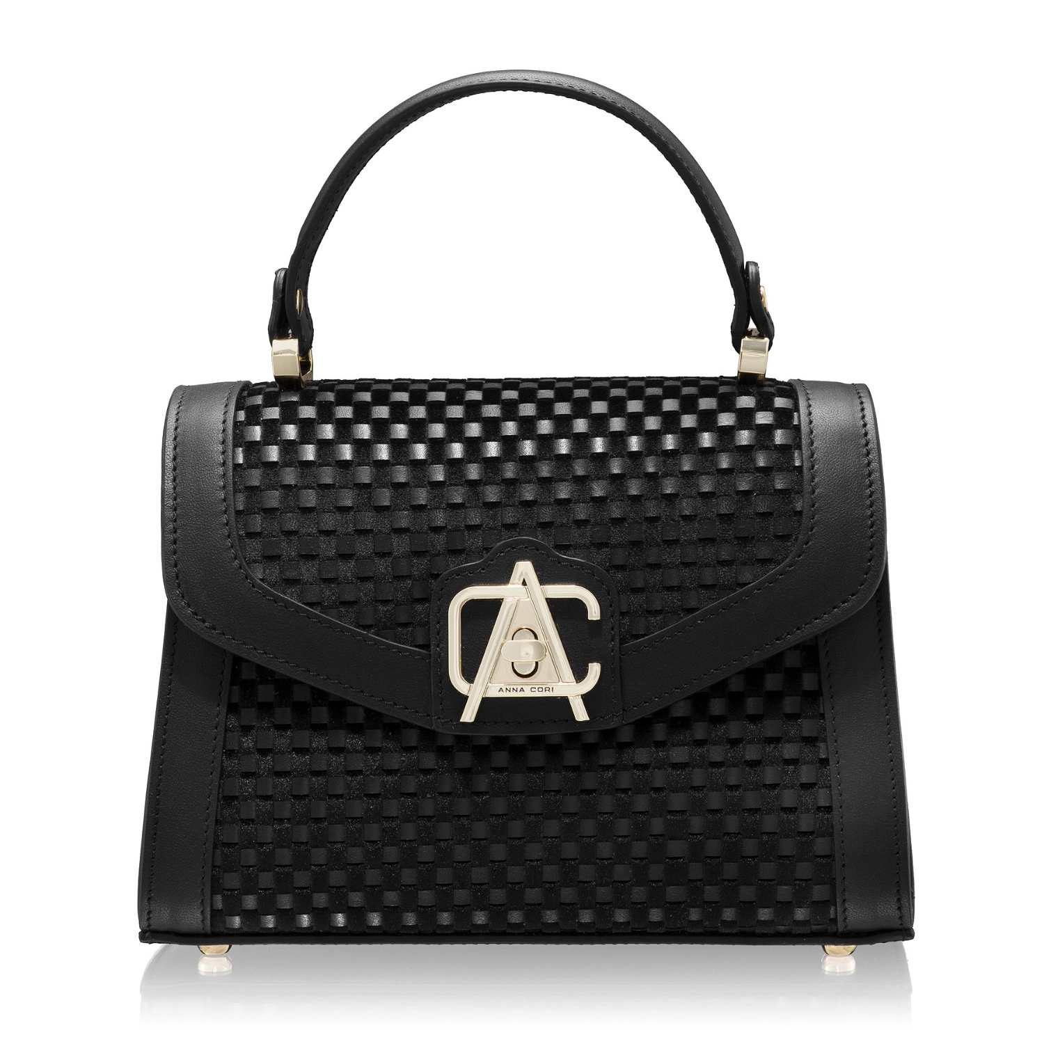 Imagine Geanta dama de mana MARCY INTRECCIO+VIT NEGRU