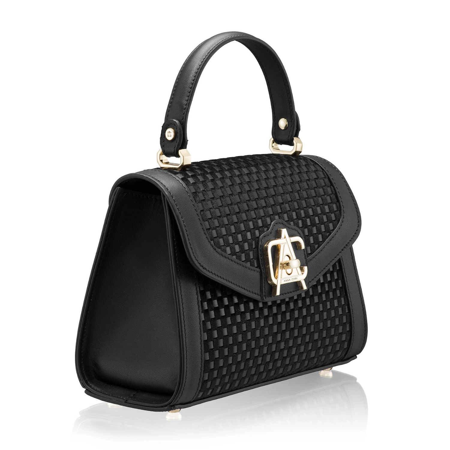 Imagine Geanta dama de mana MARCY INTRECCIO+VIT NEGRU