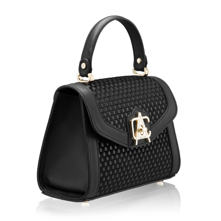 Geanta dama de mana MARCY INTRECCIO+VIT NEGRU