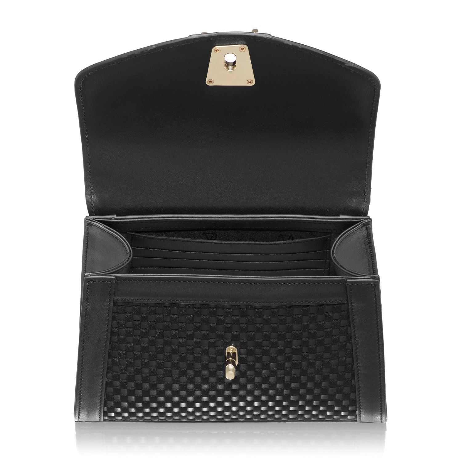 Imagine Geanta dama de mana MARCY INTRECCIO+VIT NEGRU