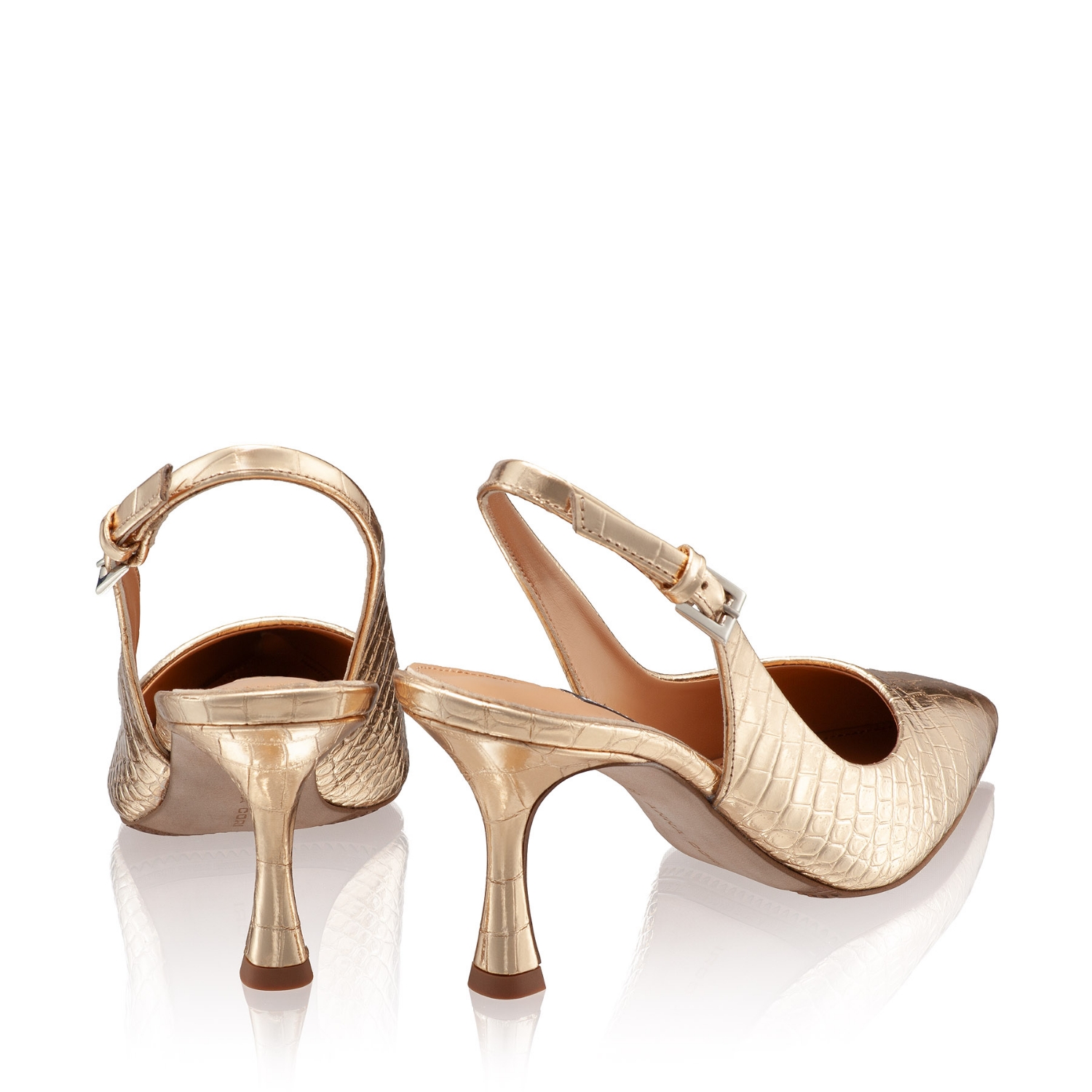 Imagine Pantofi Decupati Dama 5728 Croco Oro