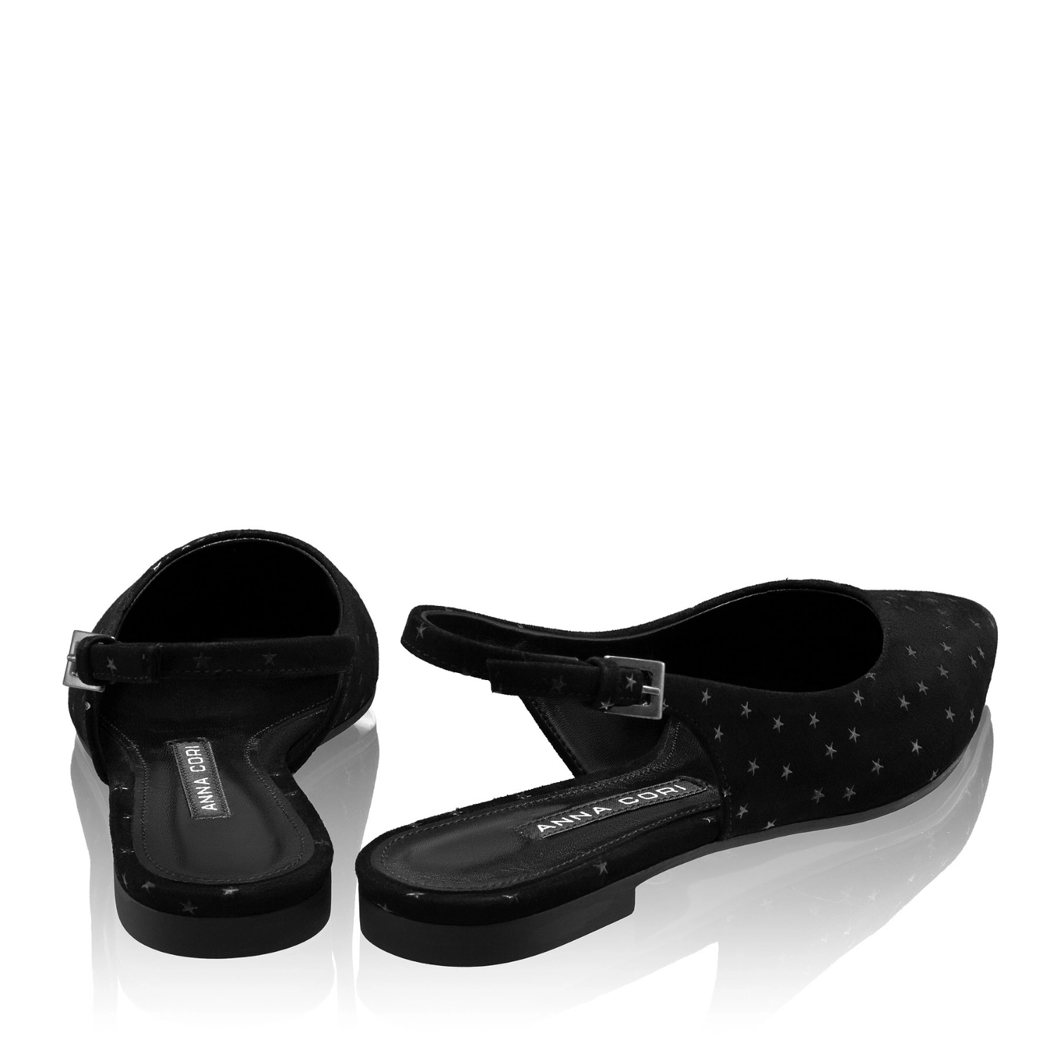 Imagine Balerini Dama 8027 Camoscio Negru Stamp Stea