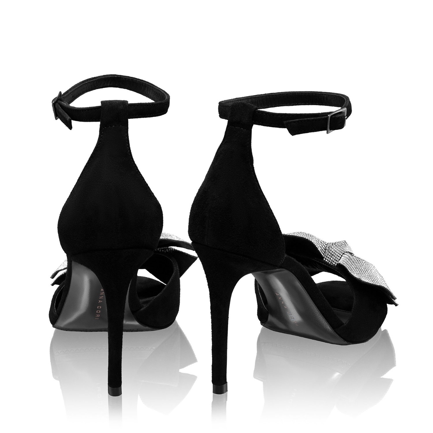 Picture of Women Suede High Heel Sandals  8464 Camoscio Black