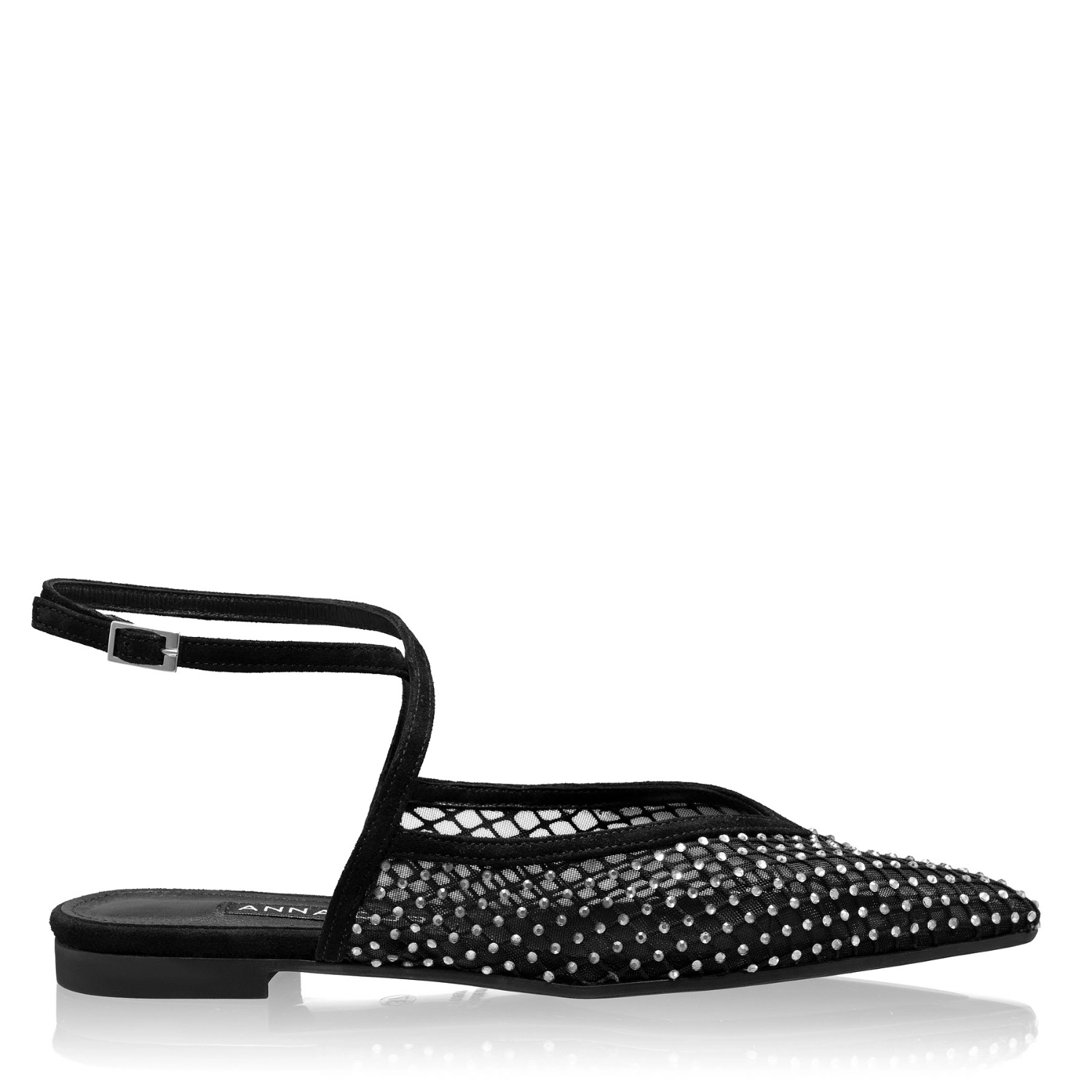 Picture of Women Ballerina Flats 8403 Camoscio+Mesh Black
